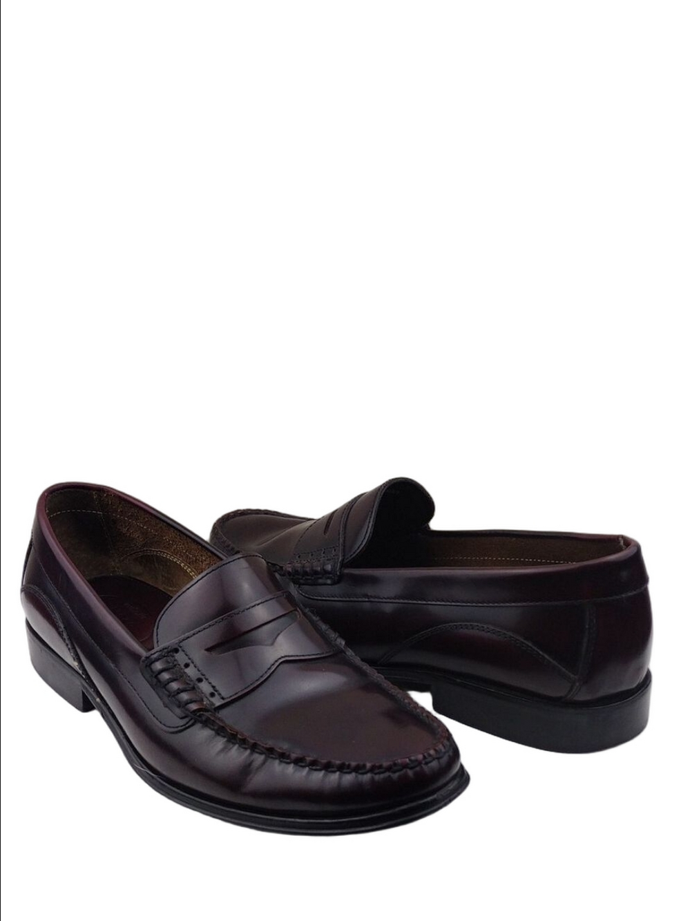 Bass Weejuns Rooney Wine Polished Leather Hand Stitched Upper Penny Loafer Shoe